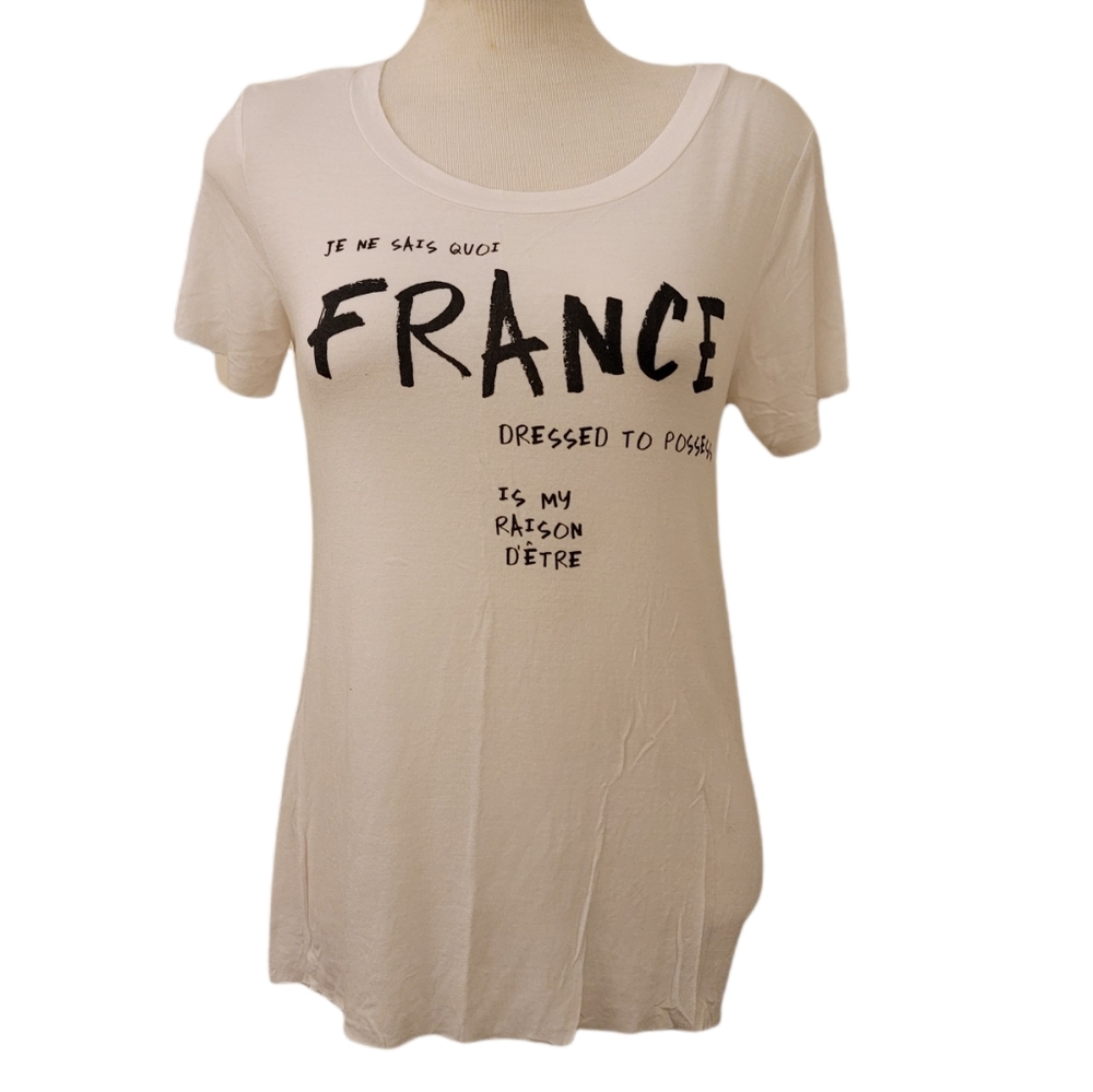 Forever 21 France Dressed To Possess White Graphic Short Sleeve TShirt M